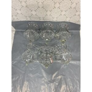 Vintage Glass Peg Candle Sconce MCM Clear Ribbed Scalloped Set of 6